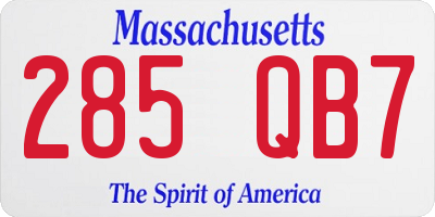 MA license plate 285QB7