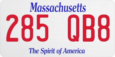 MA license plate 285QB8