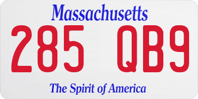 MA license plate 285QB9