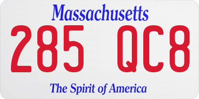 MA license plate 285QC8