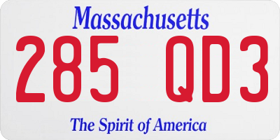 MA license plate 285QD3