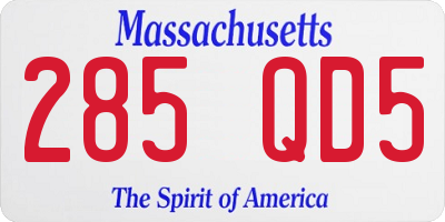 MA license plate 285QD5