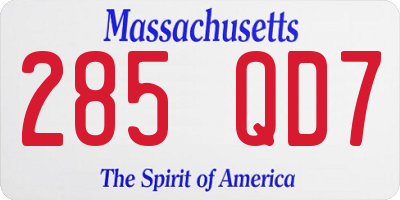 MA license plate 285QD7