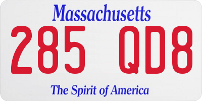 MA license plate 285QD8
