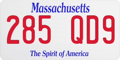 MA license plate 285QD9