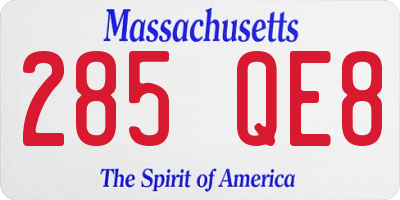 MA license plate 285QE8