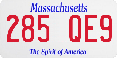 MA license plate 285QE9