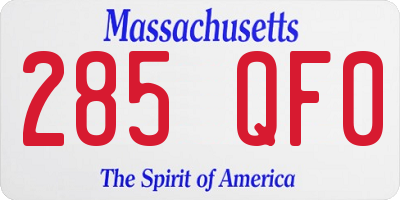 MA license plate 285QF0