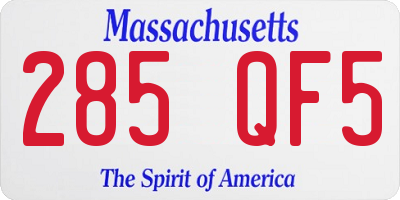 MA license plate 285QF5