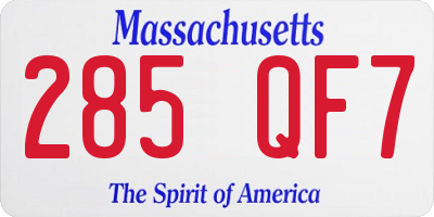 MA license plate 285QF7