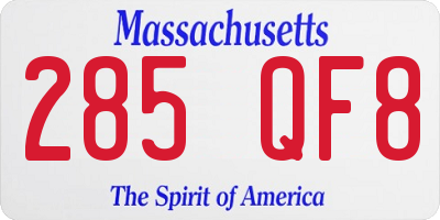MA license plate 285QF8