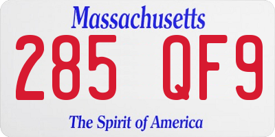 MA license plate 285QF9