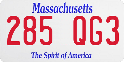 MA license plate 285QG3