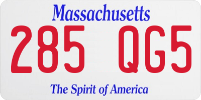 MA license plate 285QG5