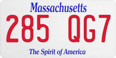 MA license plate 285QG7