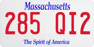 MA license plate 285QI2
