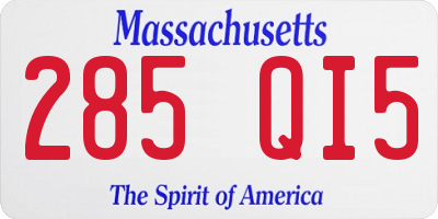 MA license plate 285QI5