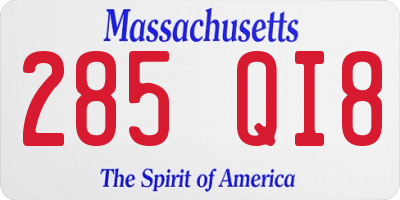MA license plate 285QI8