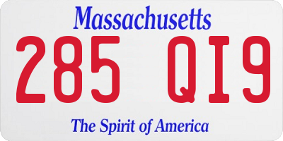 MA license plate 285QI9