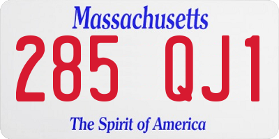 MA license plate 285QJ1