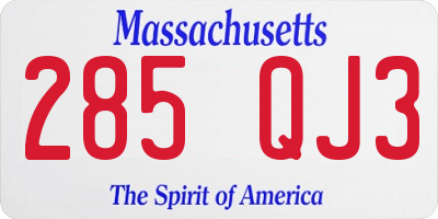 MA license plate 285QJ3