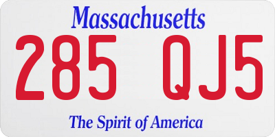 MA license plate 285QJ5