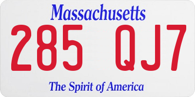 MA license plate 285QJ7