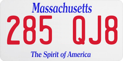 MA license plate 285QJ8
