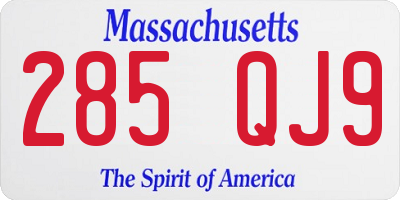 MA license plate 285QJ9