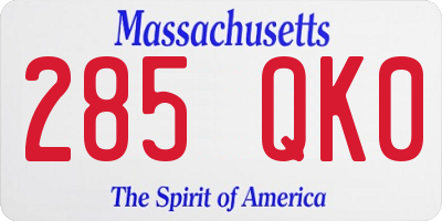 MA license plate 285QK0