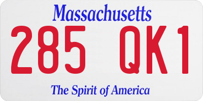 MA license plate 285QK1