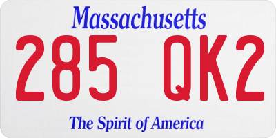 MA license plate 285QK2