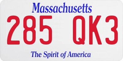 MA license plate 285QK3
