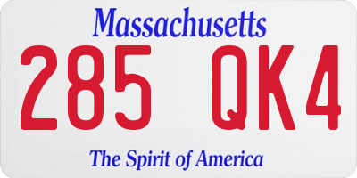 MA license plate 285QK4