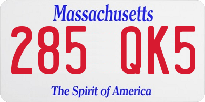 MA license plate 285QK5