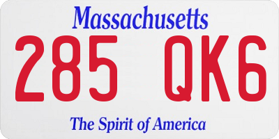MA license plate 285QK6