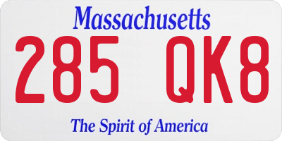 MA license plate 285QK8