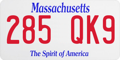 MA license plate 285QK9
