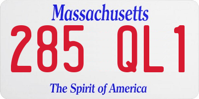 MA license plate 285QL1