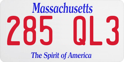 MA license plate 285QL3
