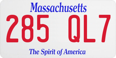 MA license plate 285QL7