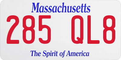 MA license plate 285QL8