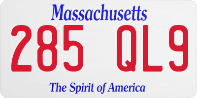 MA license plate 285QL9
