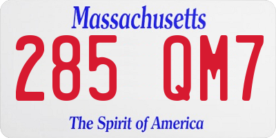 MA license plate 285QM7