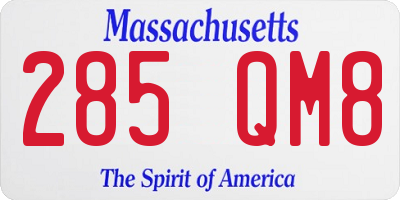 MA license plate 285QM8