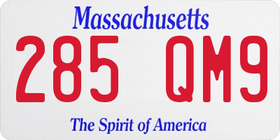 MA license plate 285QM9
