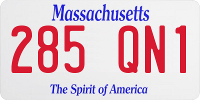 MA license plate 285QN1