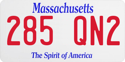 MA license plate 285QN2