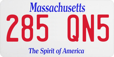 MA license plate 285QN5