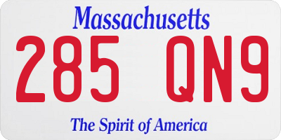 MA license plate 285QN9